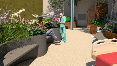 University Hospital Plymouth - ICU Rehab Garden Render, Mark Lane Designs