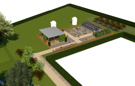 Oassis garden, University of kent, new productive area, shaded teaching / activity area