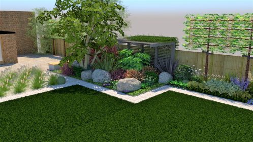 Revisited family garden with organic elements, Mark Lane Designs Ltd, Without a Hot Tub