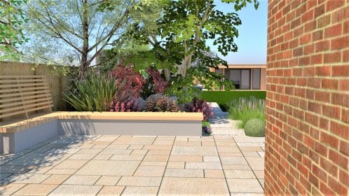Revisited family garden with organic elements, Mark Lane Designs Ltd, With a Hot Tub