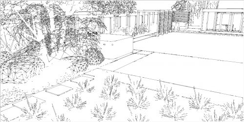 Revisited family garden with organic elements, Mark Lane Designs Ltd, Line Drawing